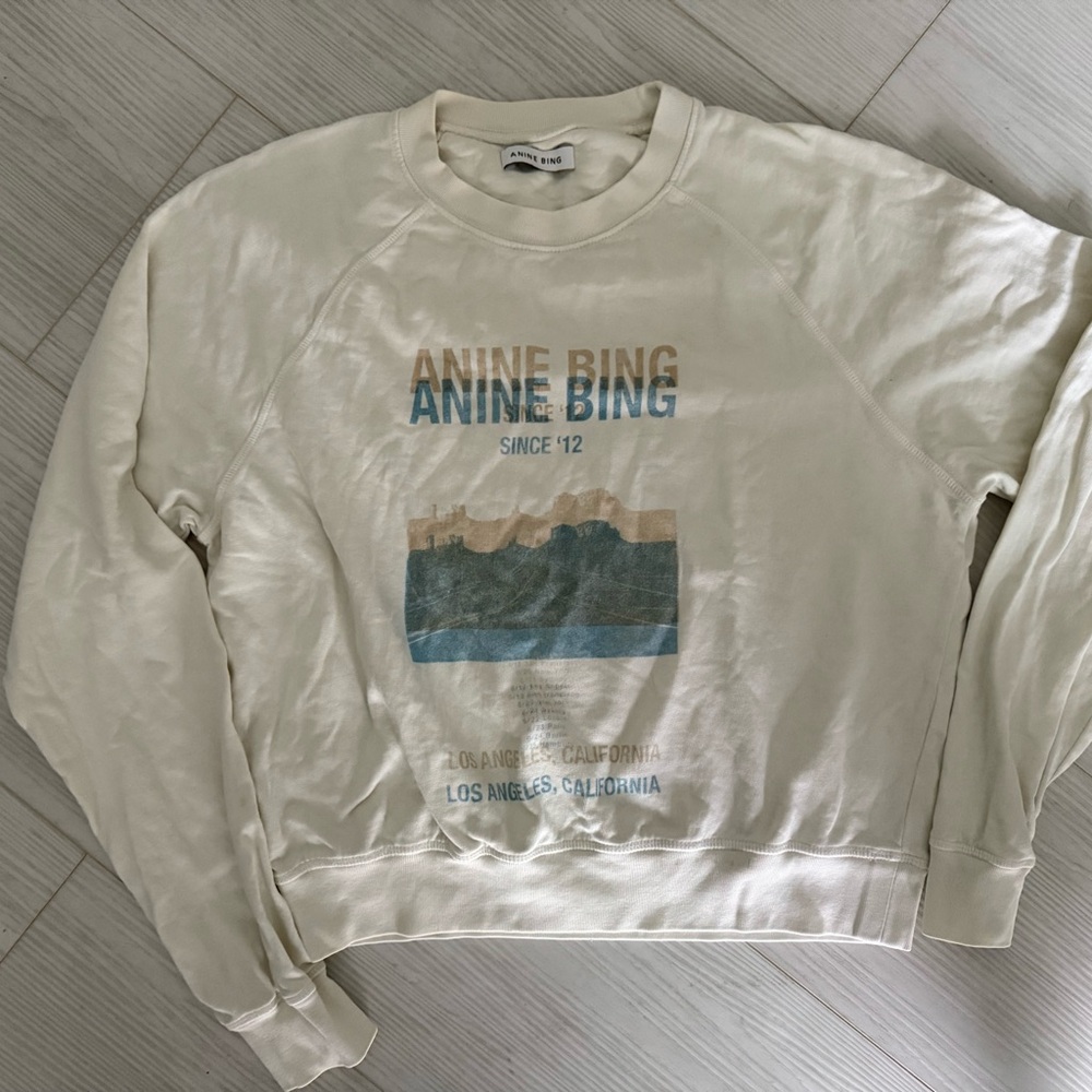 Anine Bing Cream thin crop style sweater
